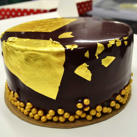 Red Velvet Cake with Gold Leaf